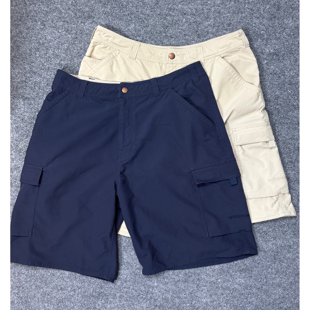 Bundle Patagonia Cargo Shorts Men Size 36 Navy Blue Tan Hiking Outdoor Gorpcore